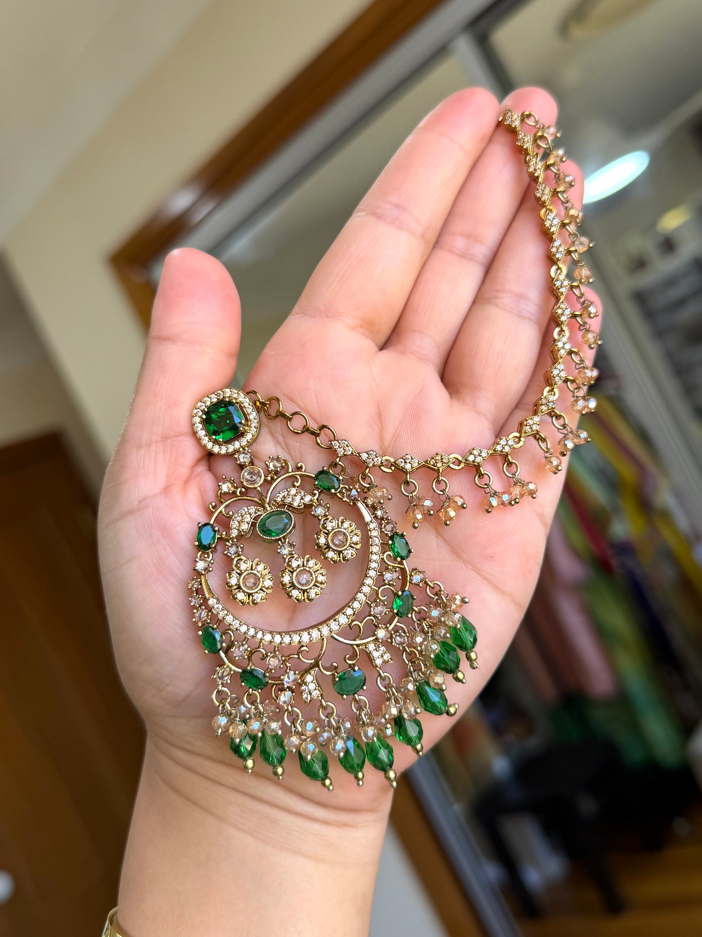 Premium Ad earrings with tikka