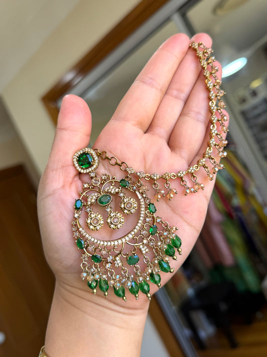 Premium Ad earrings with tikka