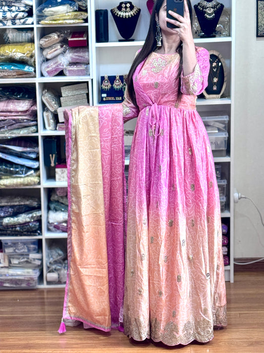 PREMIUM SILK ANARKALI(Free size stitch)