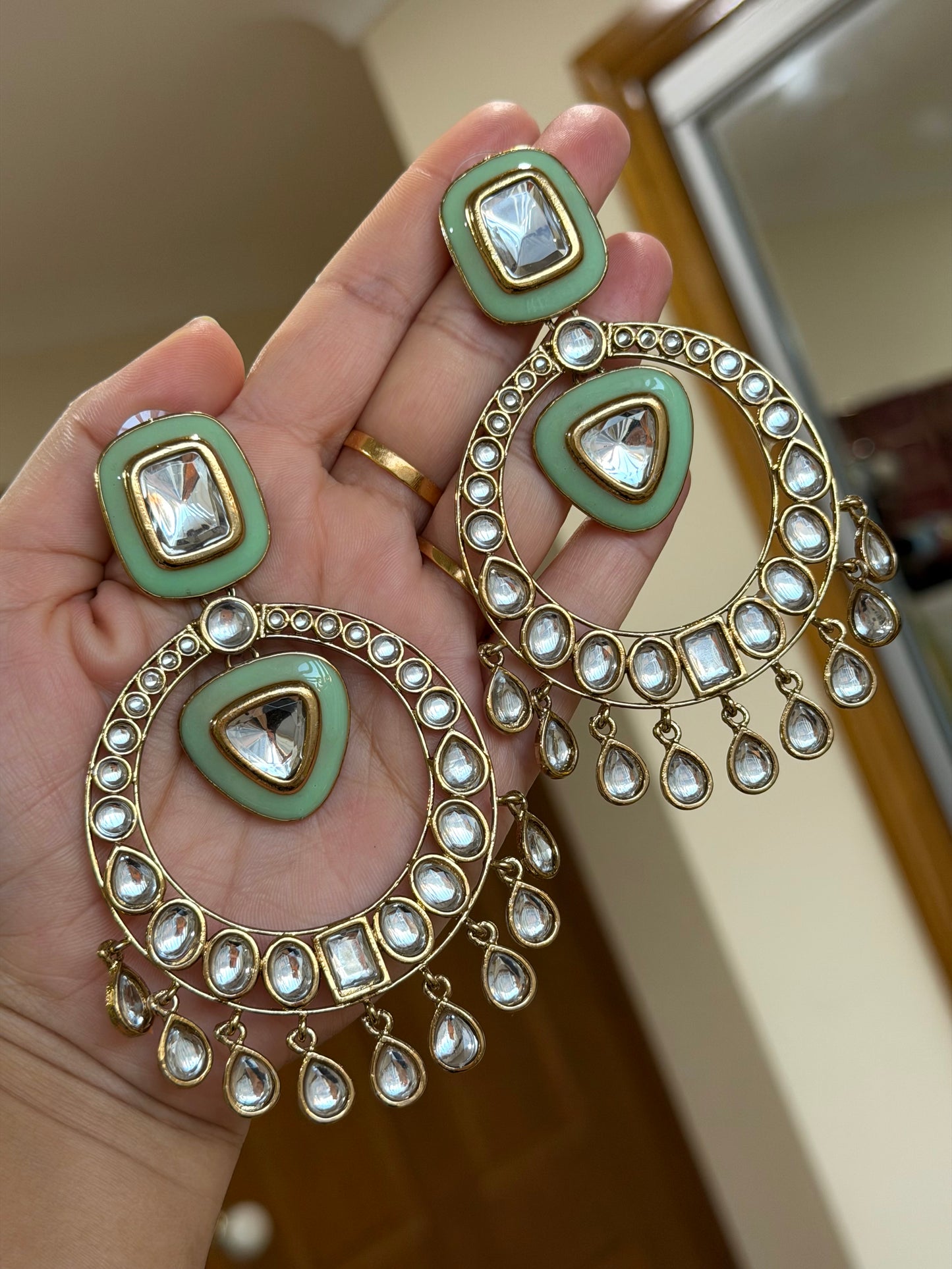 Oversized kundan earrings
