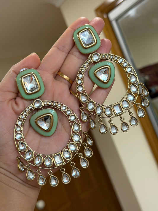 Oversized kundan earrings