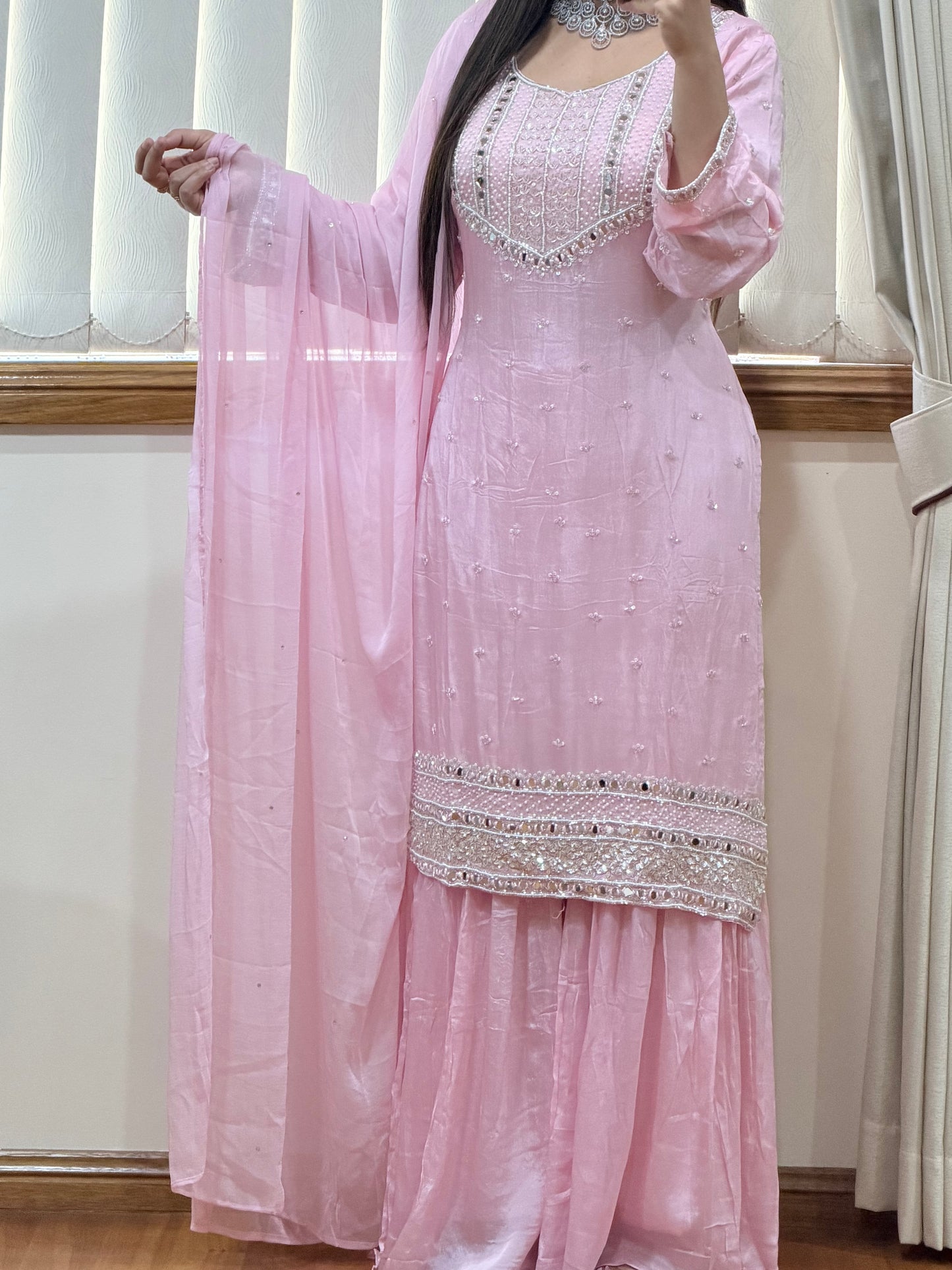 Premium Pure Chinon Heavy Handwork Suit
