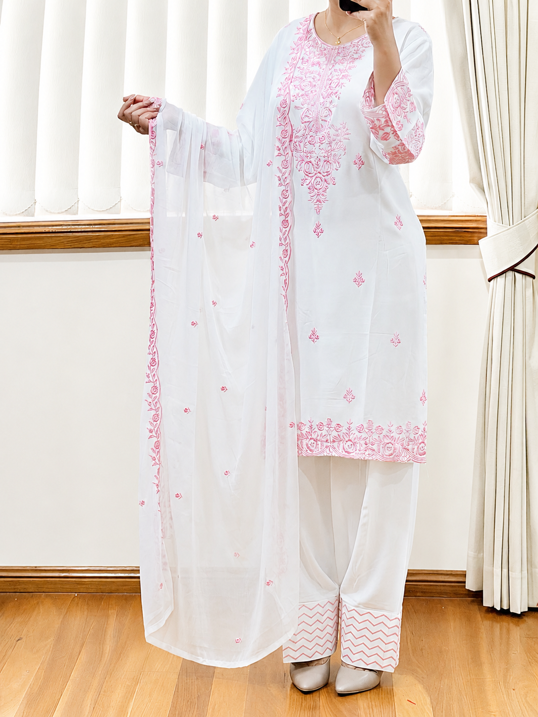 Premium Rayon Lucknowi Embroidered Suit Set