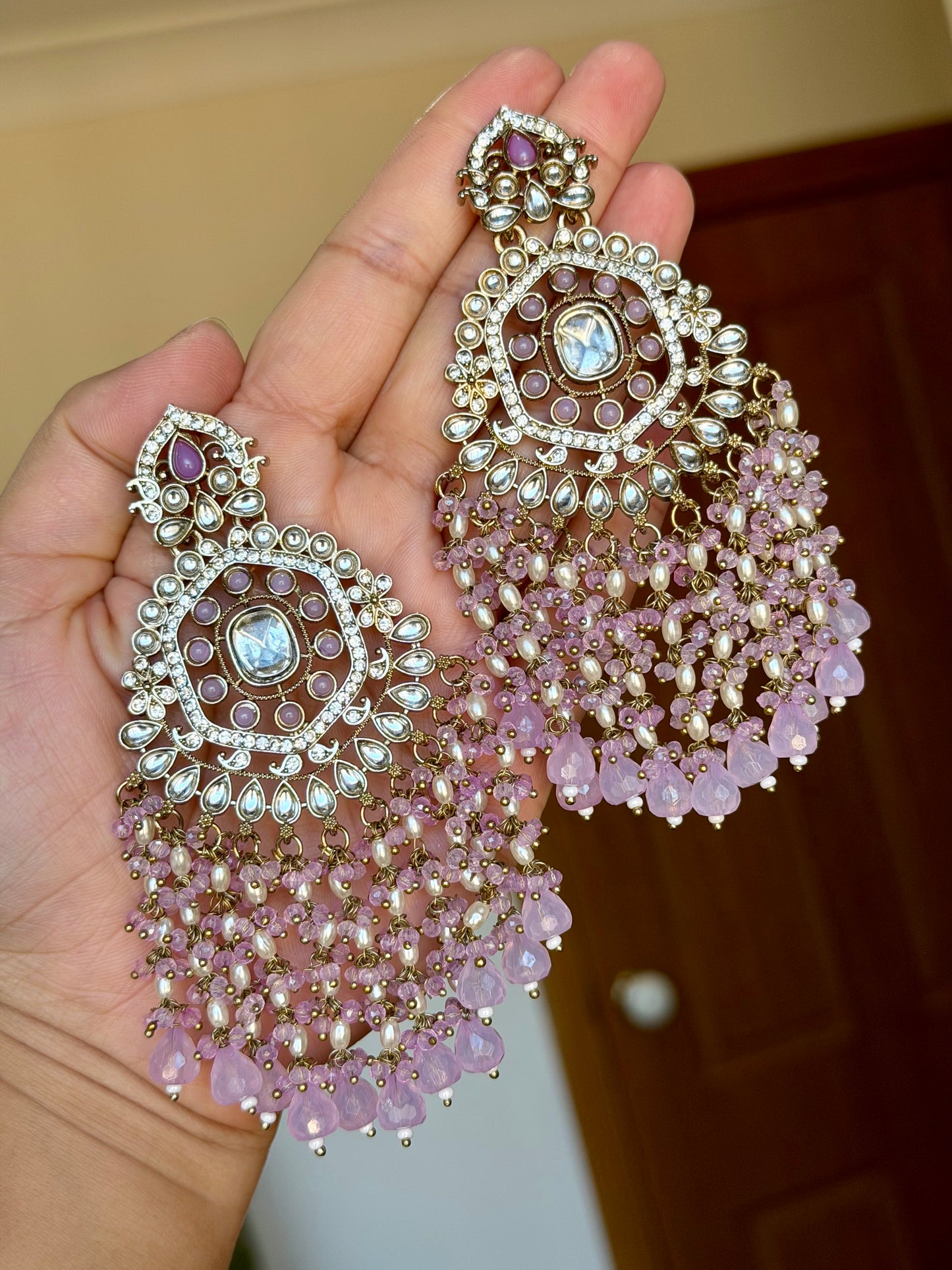 Oversized kundan earrings