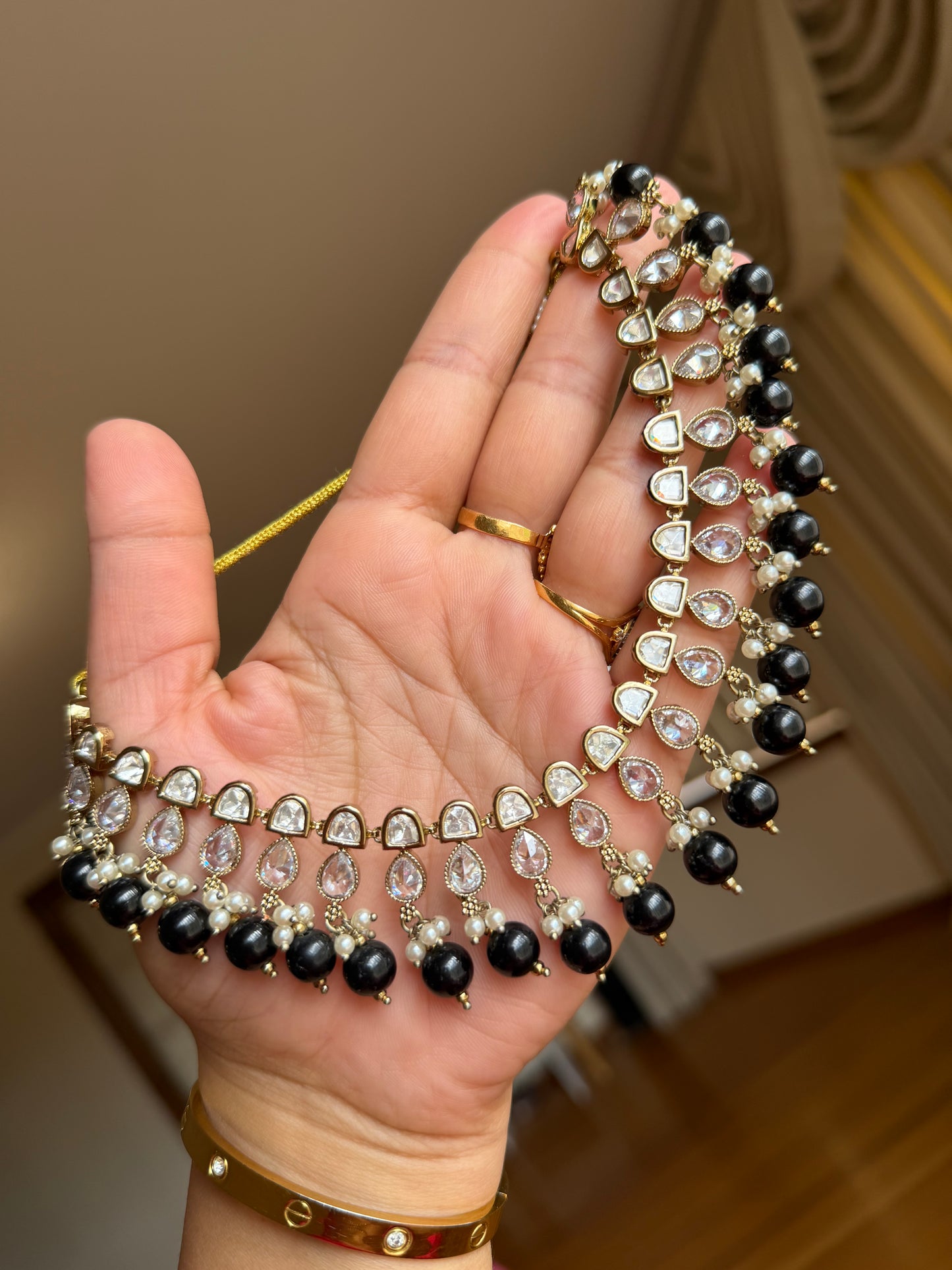 Premium tyani with polki necklace set