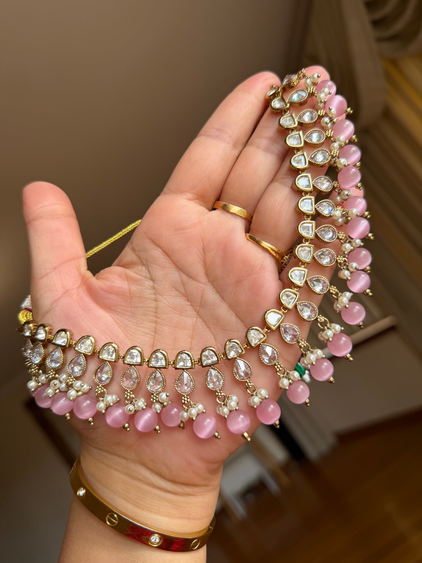 Premium tyani with polki necklace set