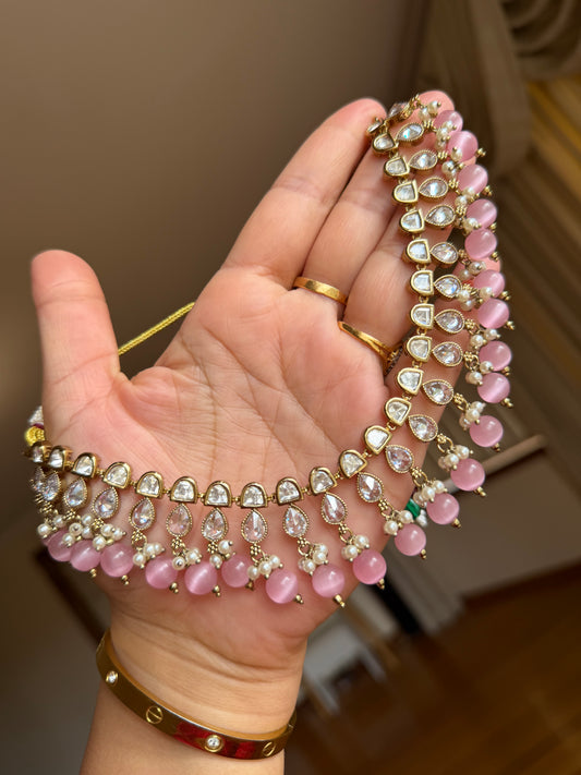 Premium tyani with polki necklace set