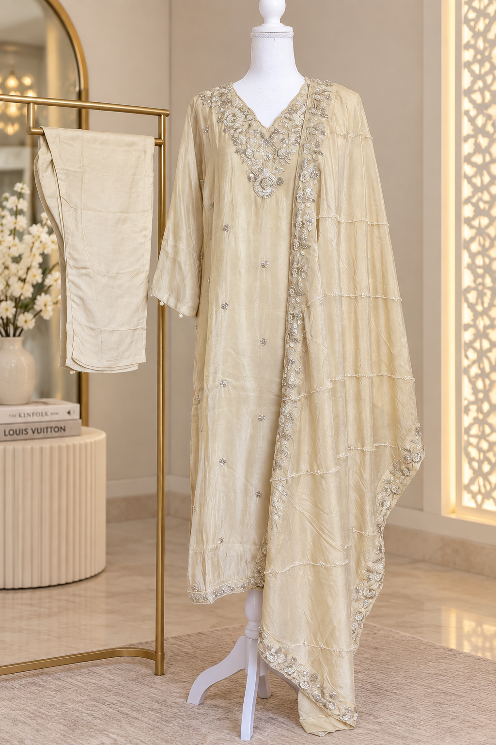 ✨ Premium Handwork Shimmer Silk Suit ✨