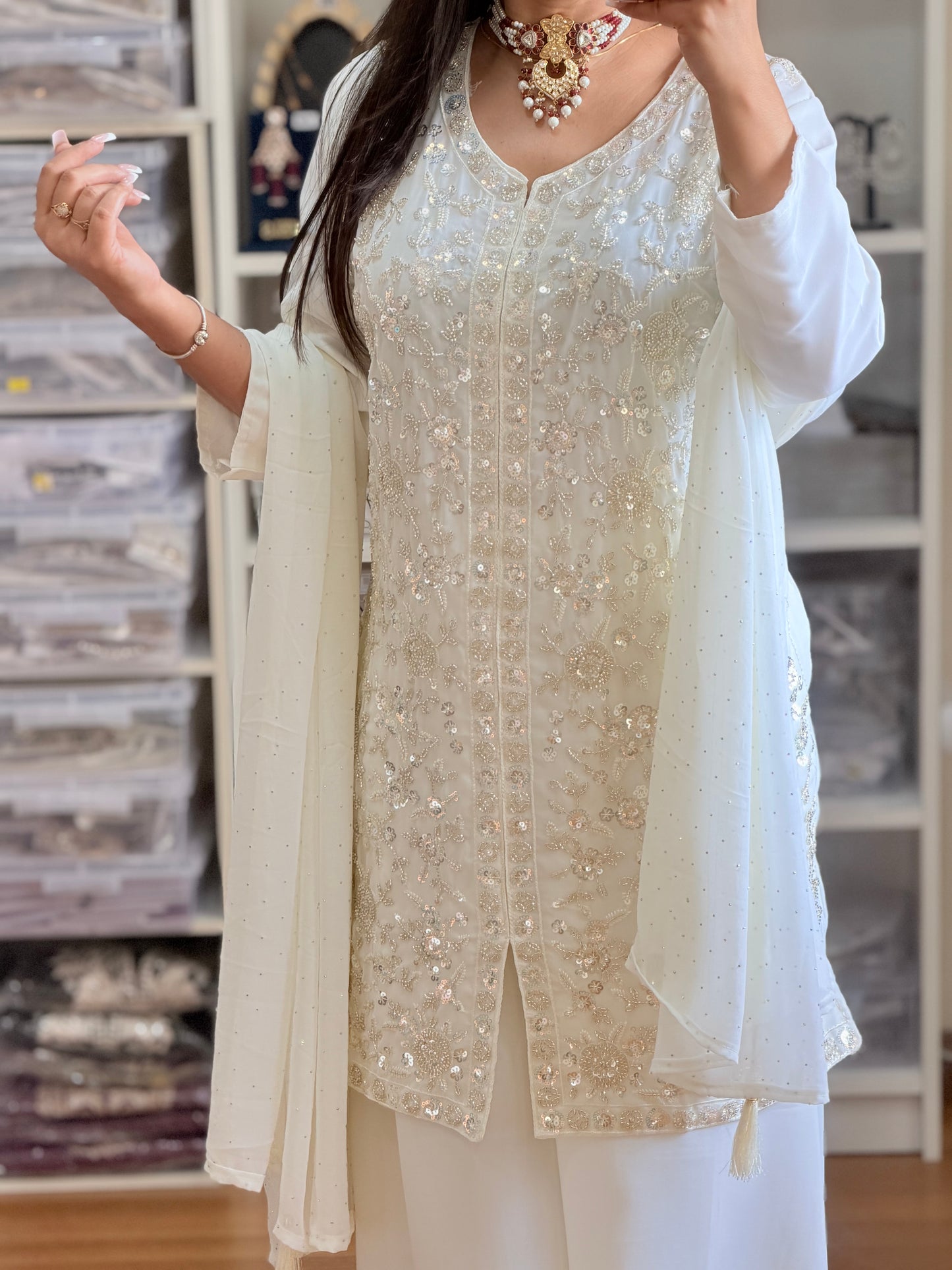 Georgette Heavy Embroidery Sharara Suit