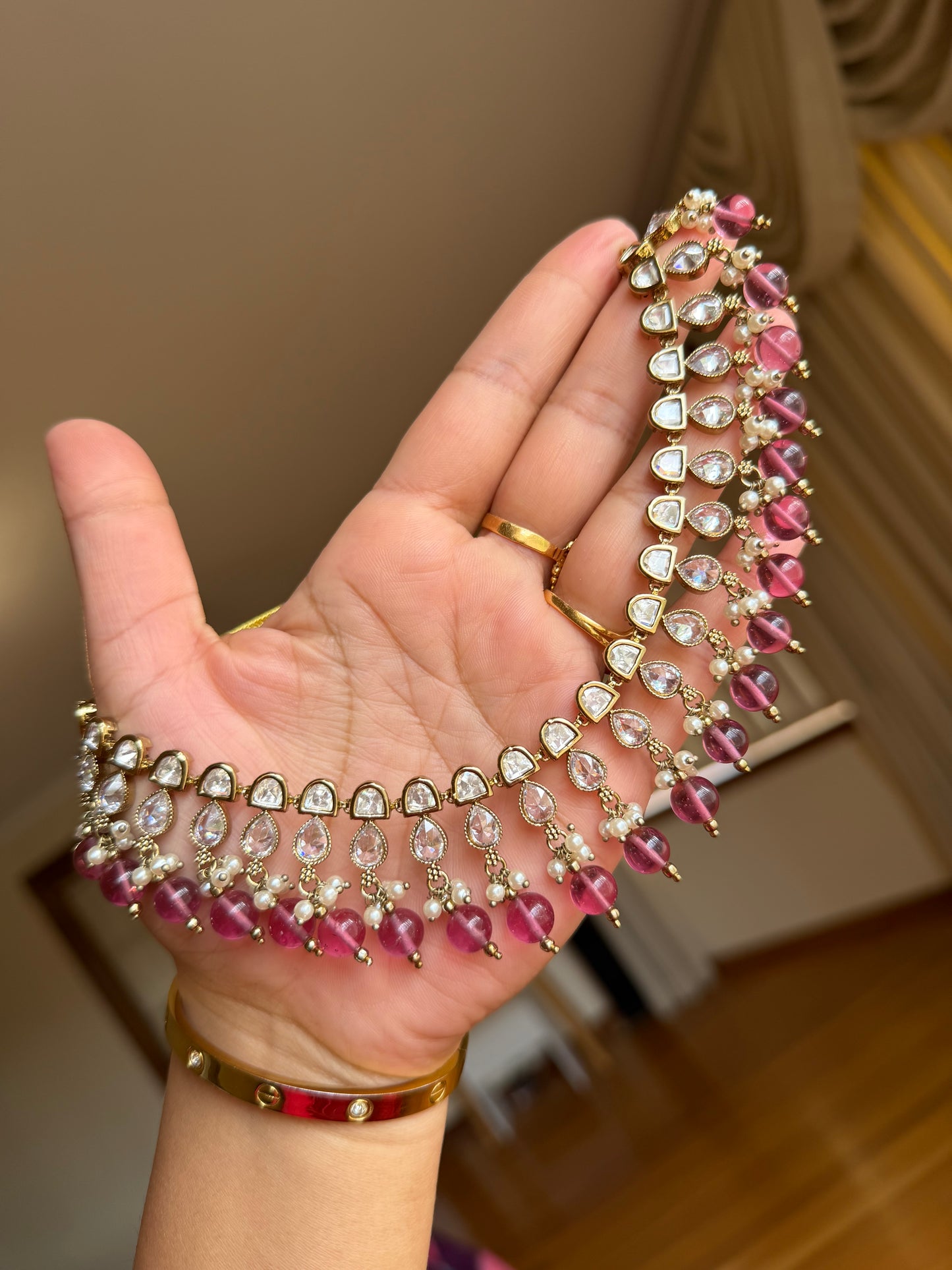 Premium tyani with polki necklace set