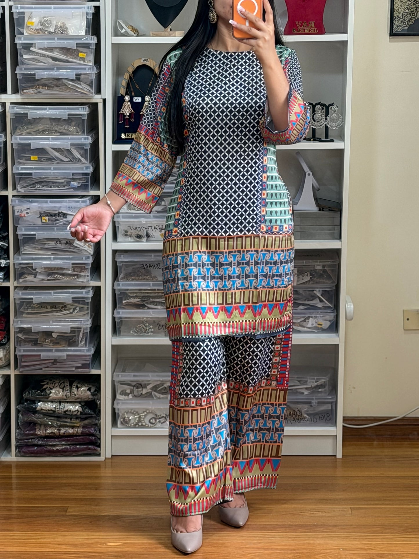 Digital Print Silk Co-ord Set