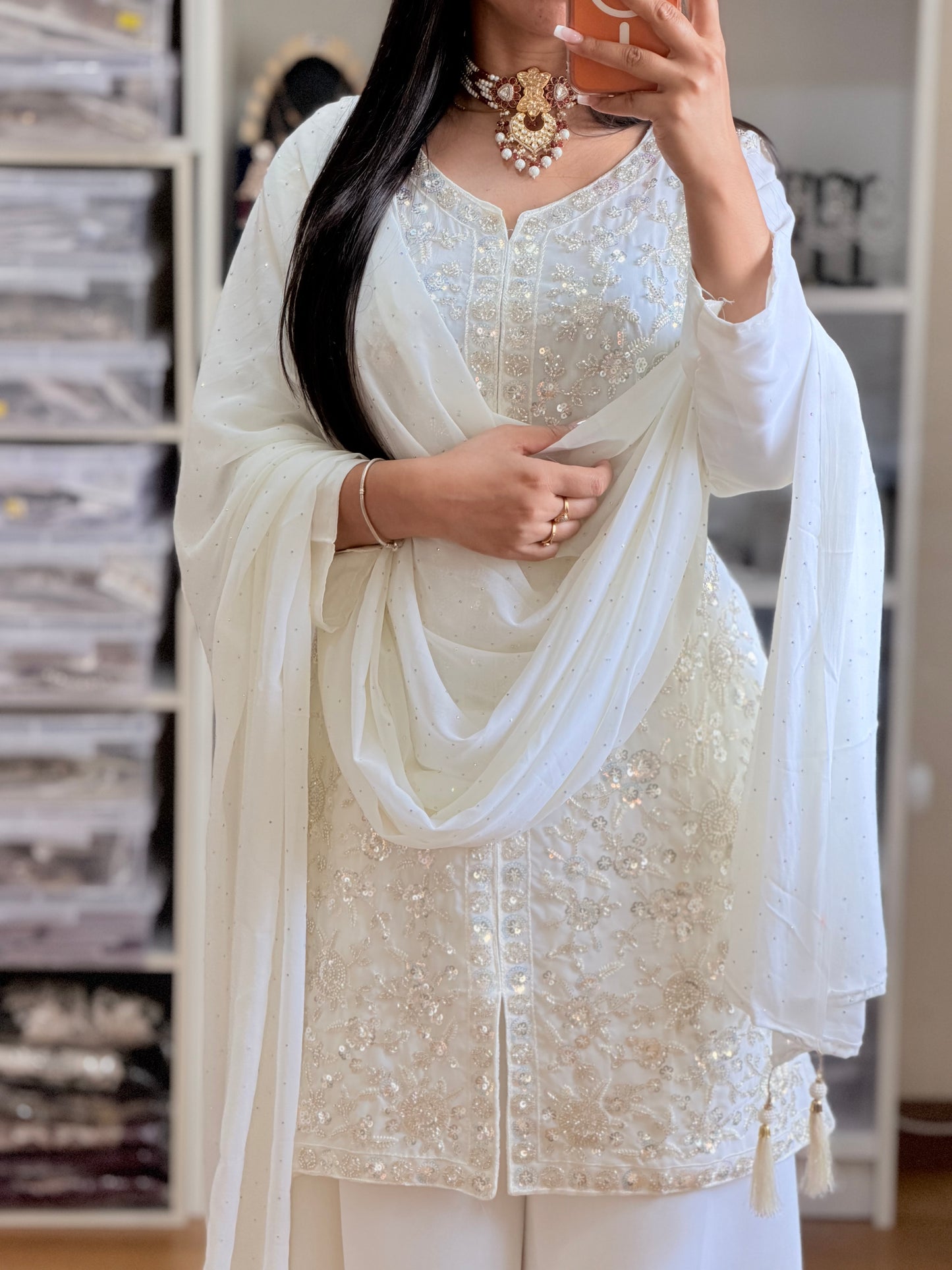 Georgette Heavy Embroidery Sharara Suit