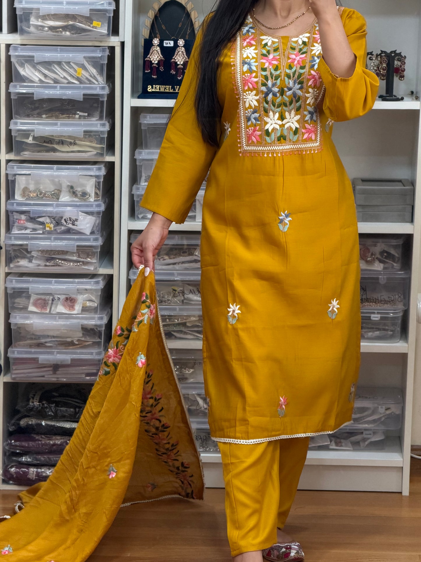 Roman Silk Embroidered Suit