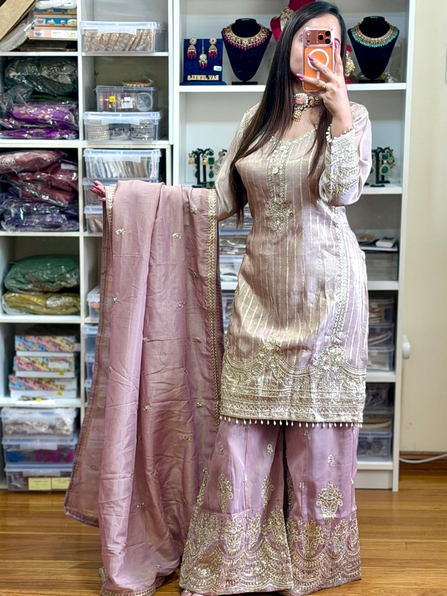 PURE VISCOS SIMAR JACQUARD SILK SUIT ( READY SIZE 42 with margin up to 46)