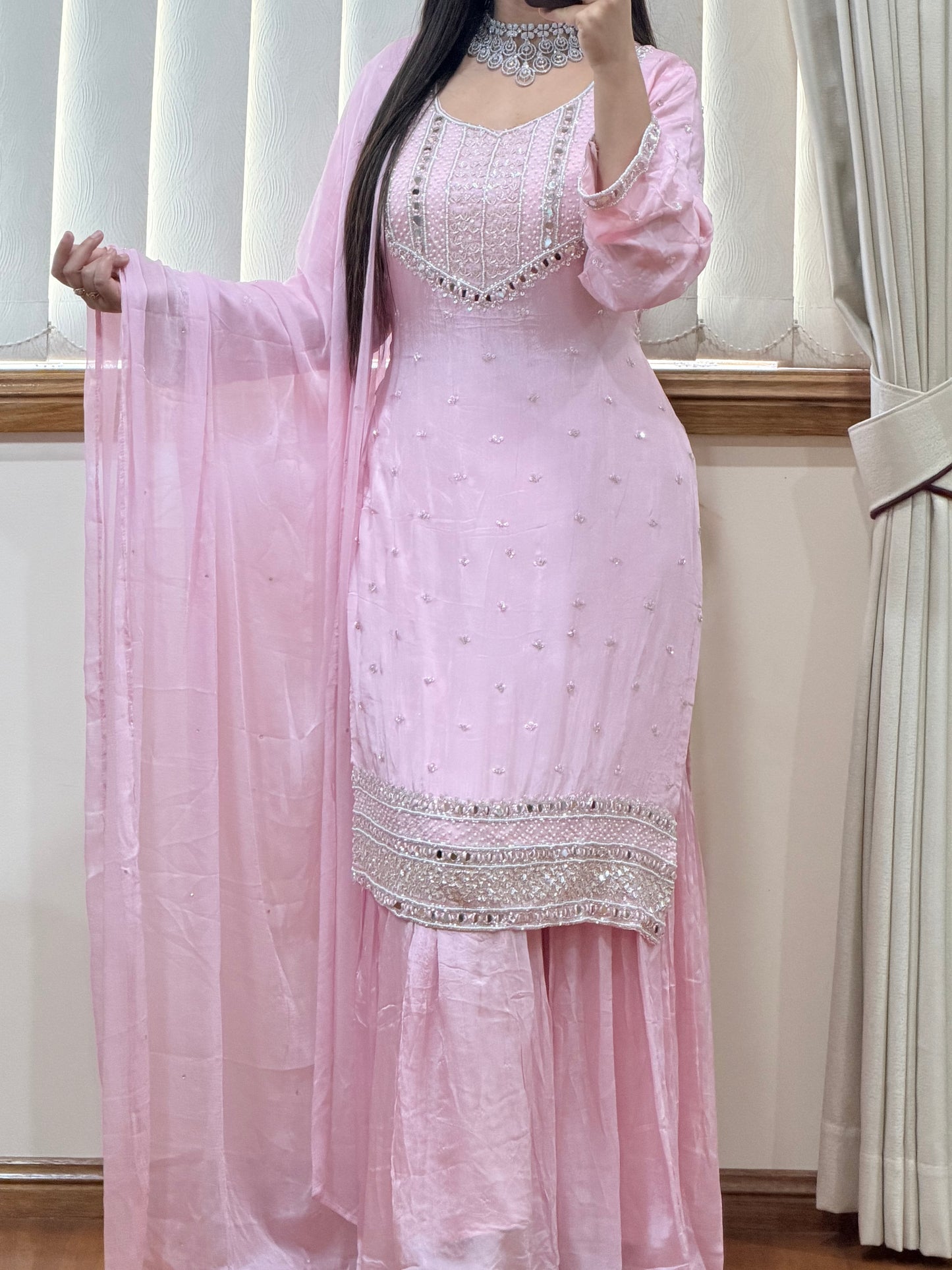 Premium Pure Chinon Heavy Handwork Suit