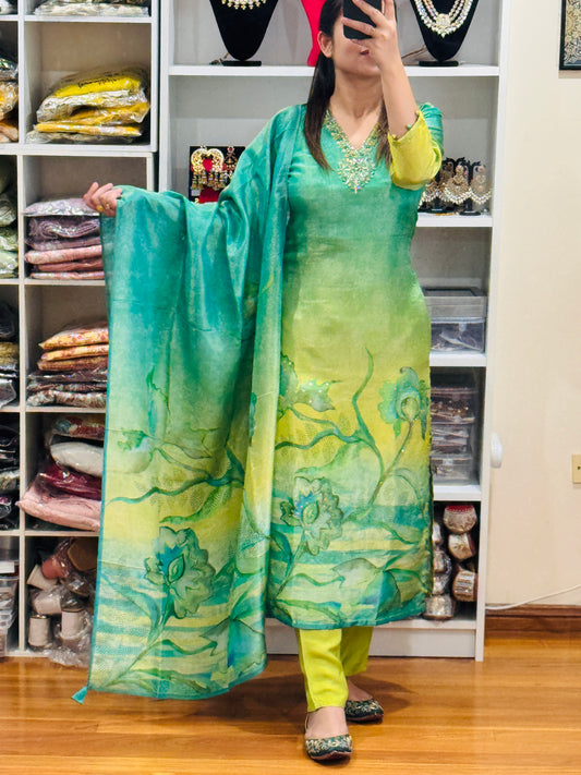 Shimmer silk suit