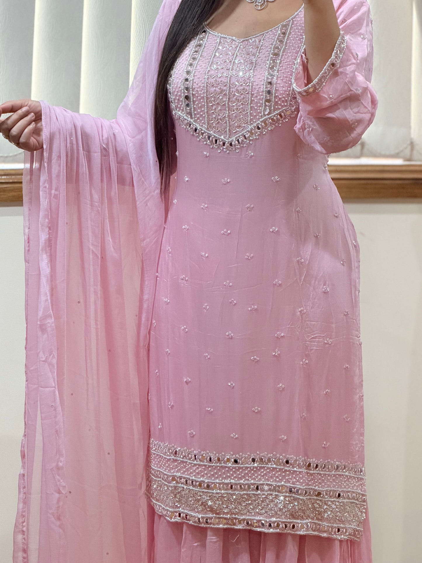 Premium Pure Chinon Heavy Handwork Suit