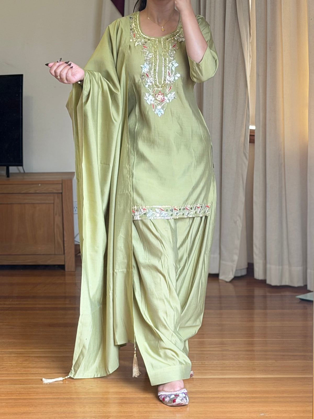 Roman silk salwar suit