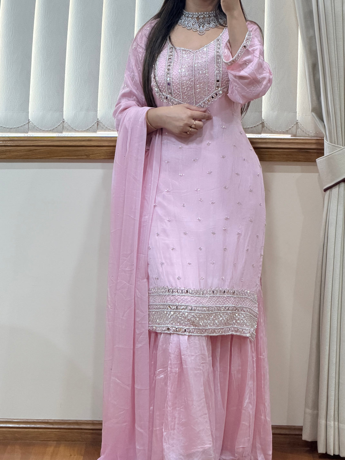 Premium Pure Chinon Heavy Handwork Suit