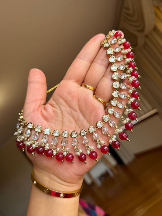 Premium tyani with polki necklace set