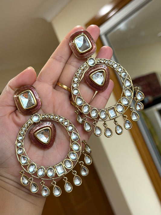 Oversized kundan earrings
