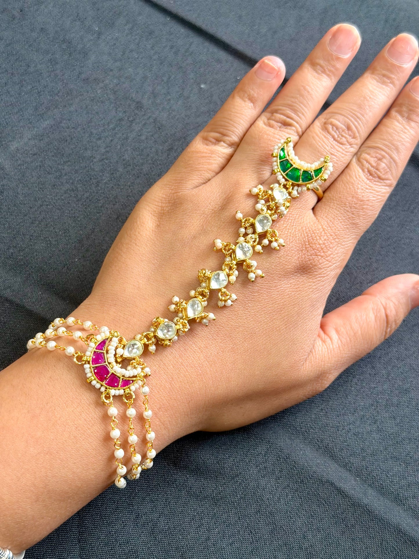 Hand accessories in pachi kundan