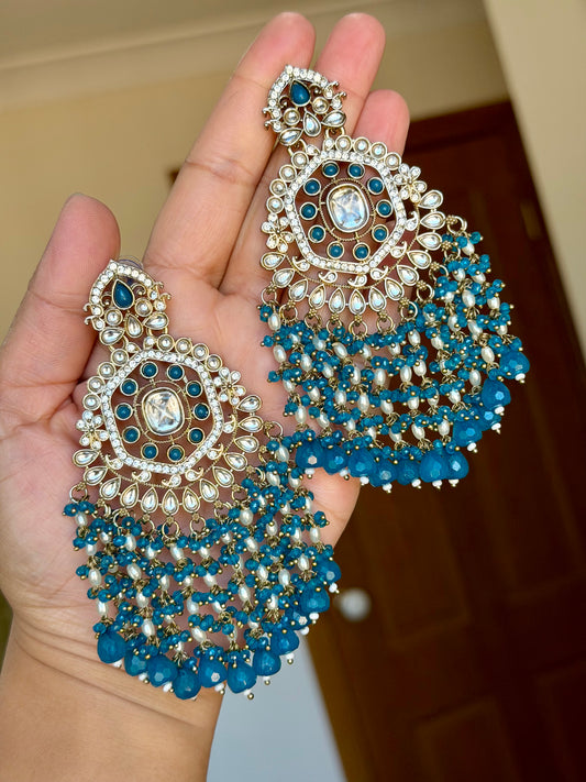 Oversized kundan earrings