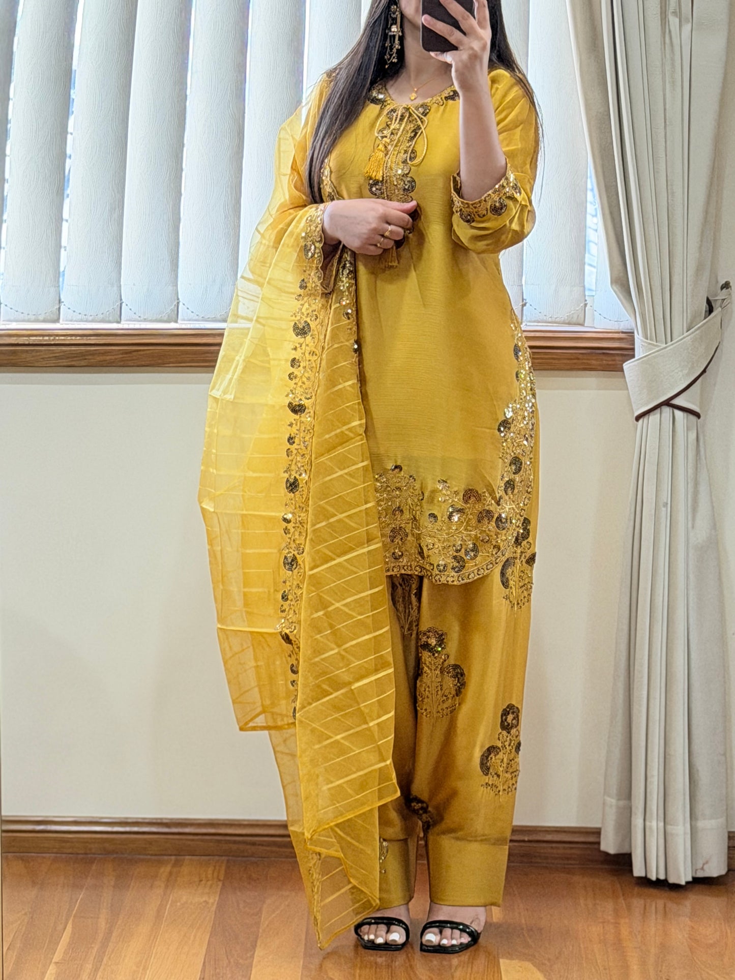 Pure Chiffon Heavy Sequin Embroidered Farshi Suit Set