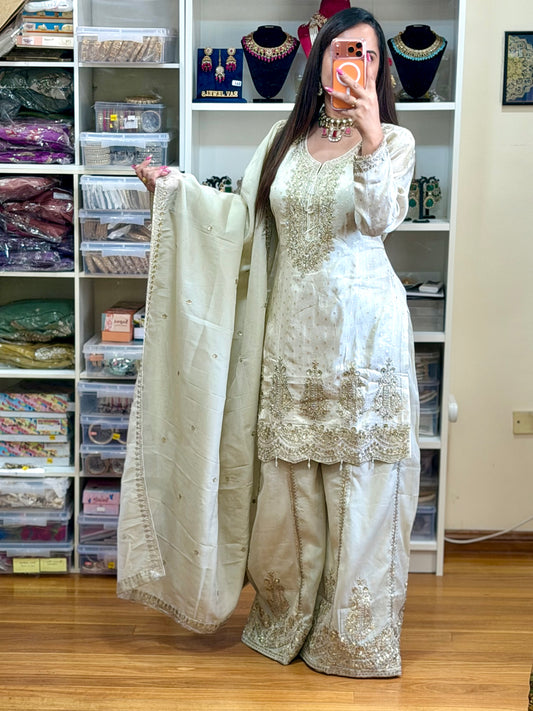 PURE VISCOS SIMAR JACQUARD SILK SUIT ( READY SIZE 42 with margin up to 46)