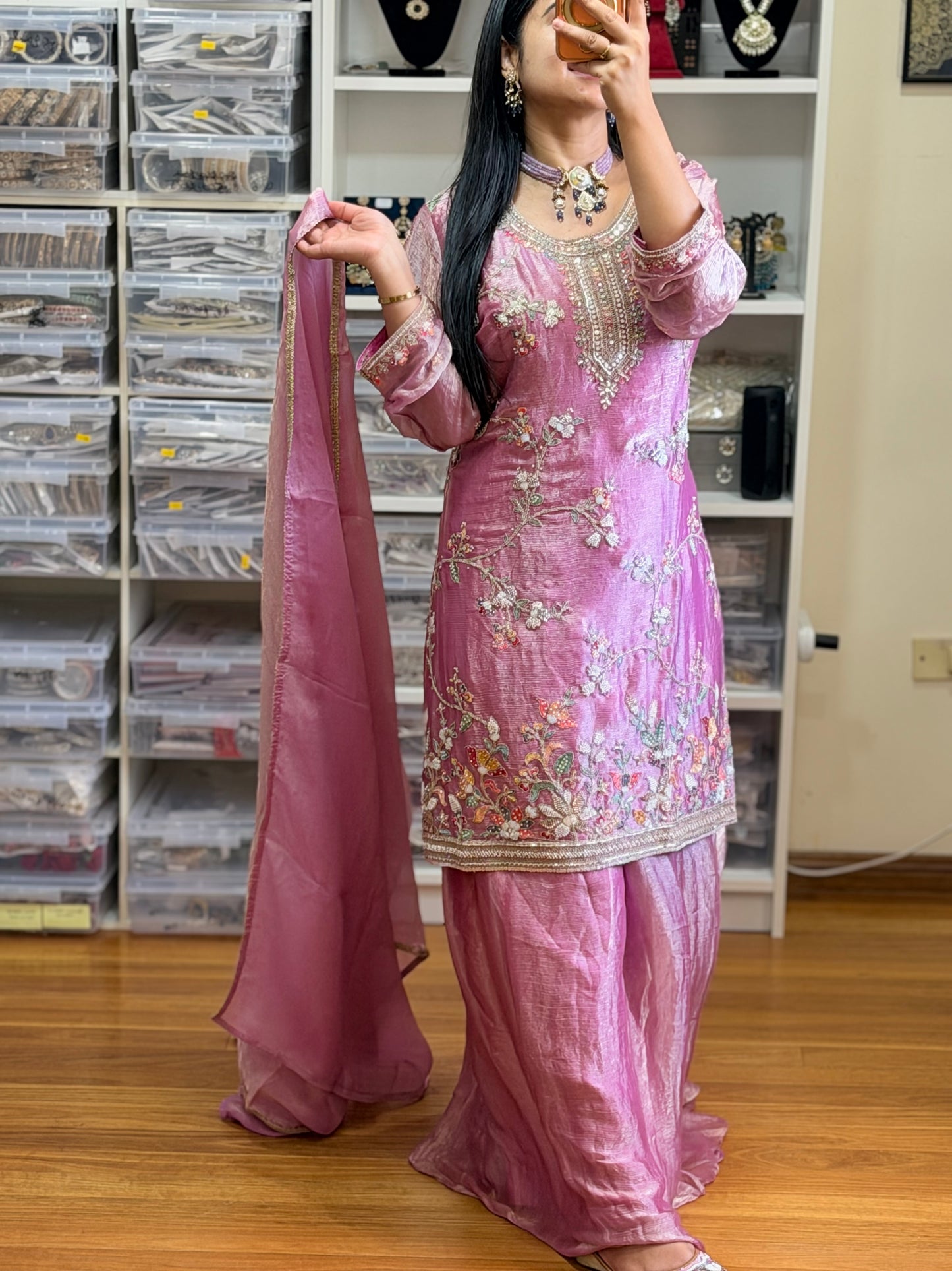 Fandy with heavy handwork Suit( Ready size 42 with margin up to 46)