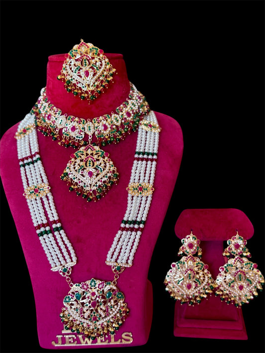Jadau necklace set combo ruby green