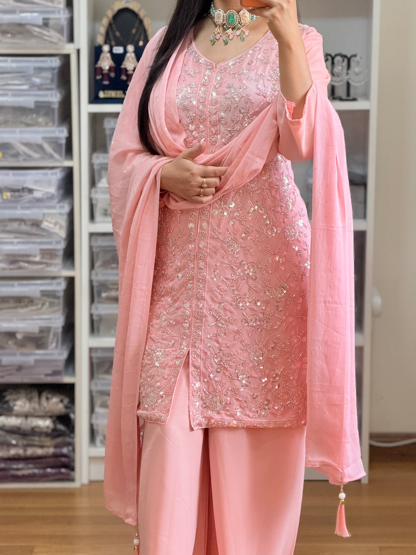 Georgette Heavy Embroidery Sharara Suit