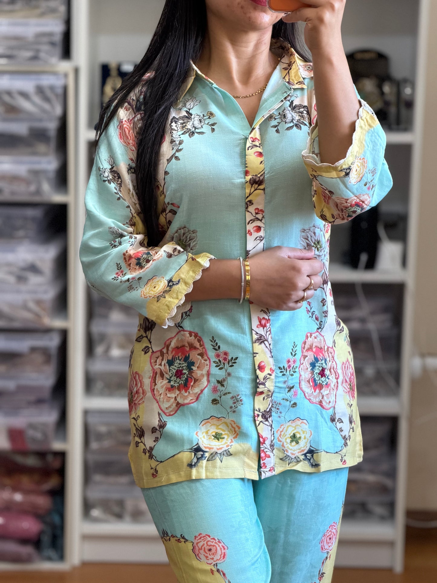 Premium Cotton Cord Set with Digital Print & Lace Detailing