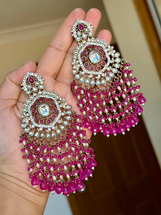 Oversized kundan earrings
