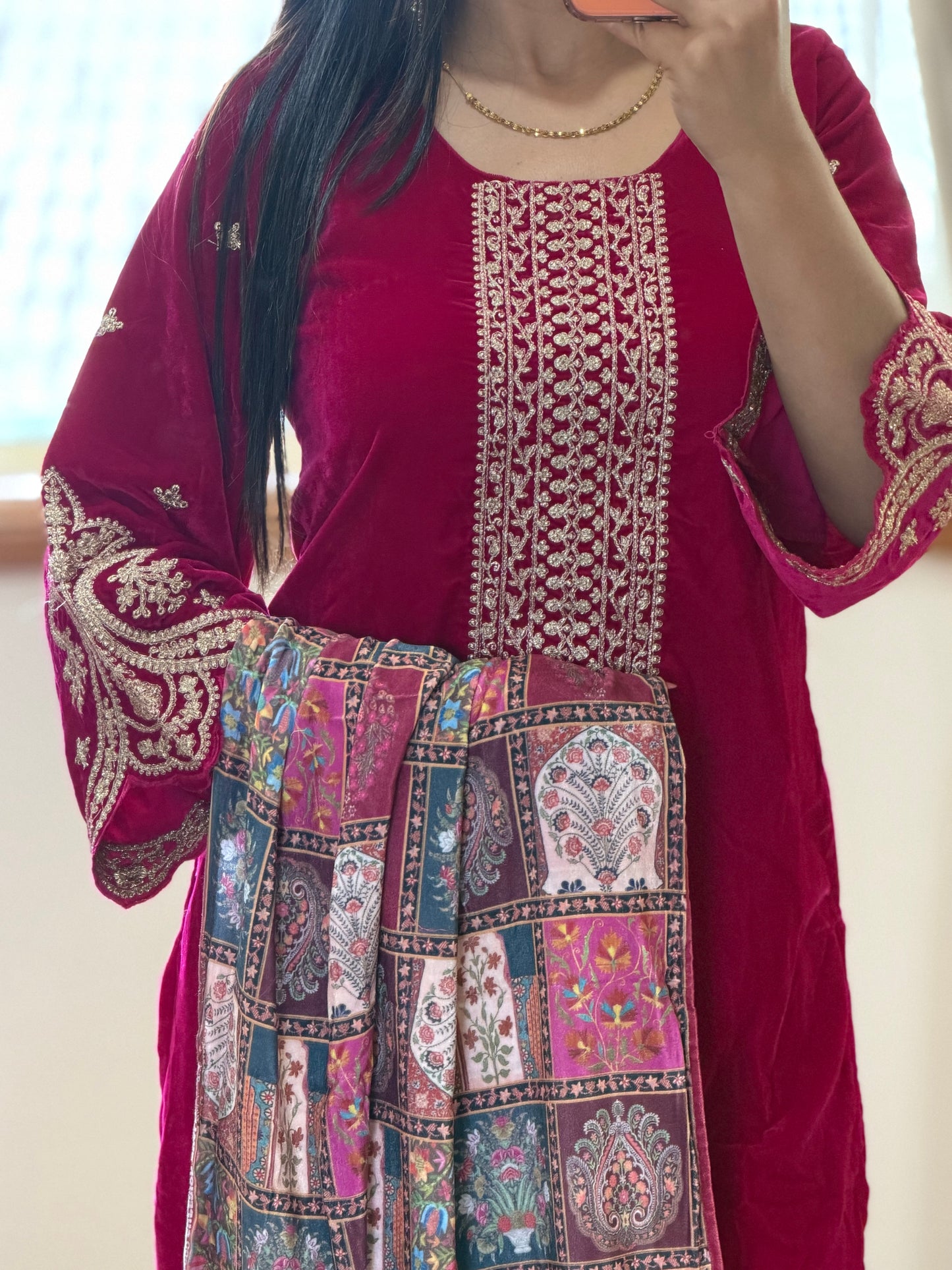 Premium velvet suit( Hot pink)