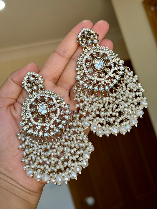 Oversized kundan earrings