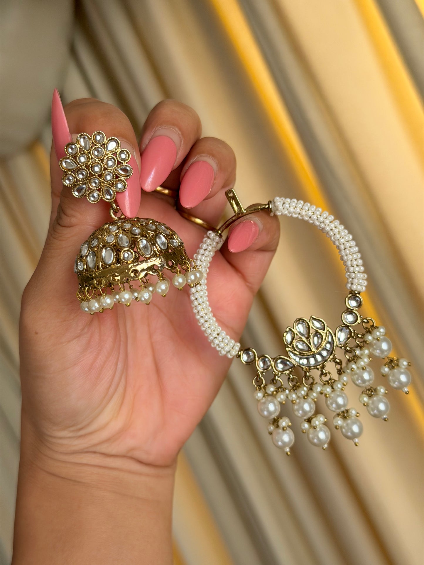2-in-1 Detachable Kundan Jhumka Earrings