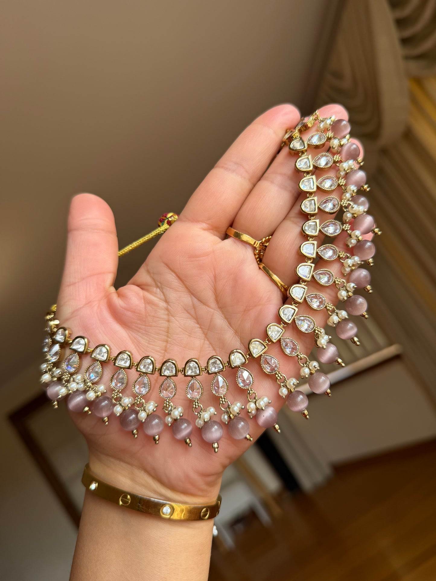 Premium tyani with polki necklace set