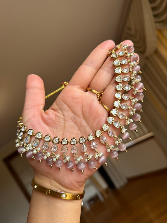 Premium tyani with polki necklace set