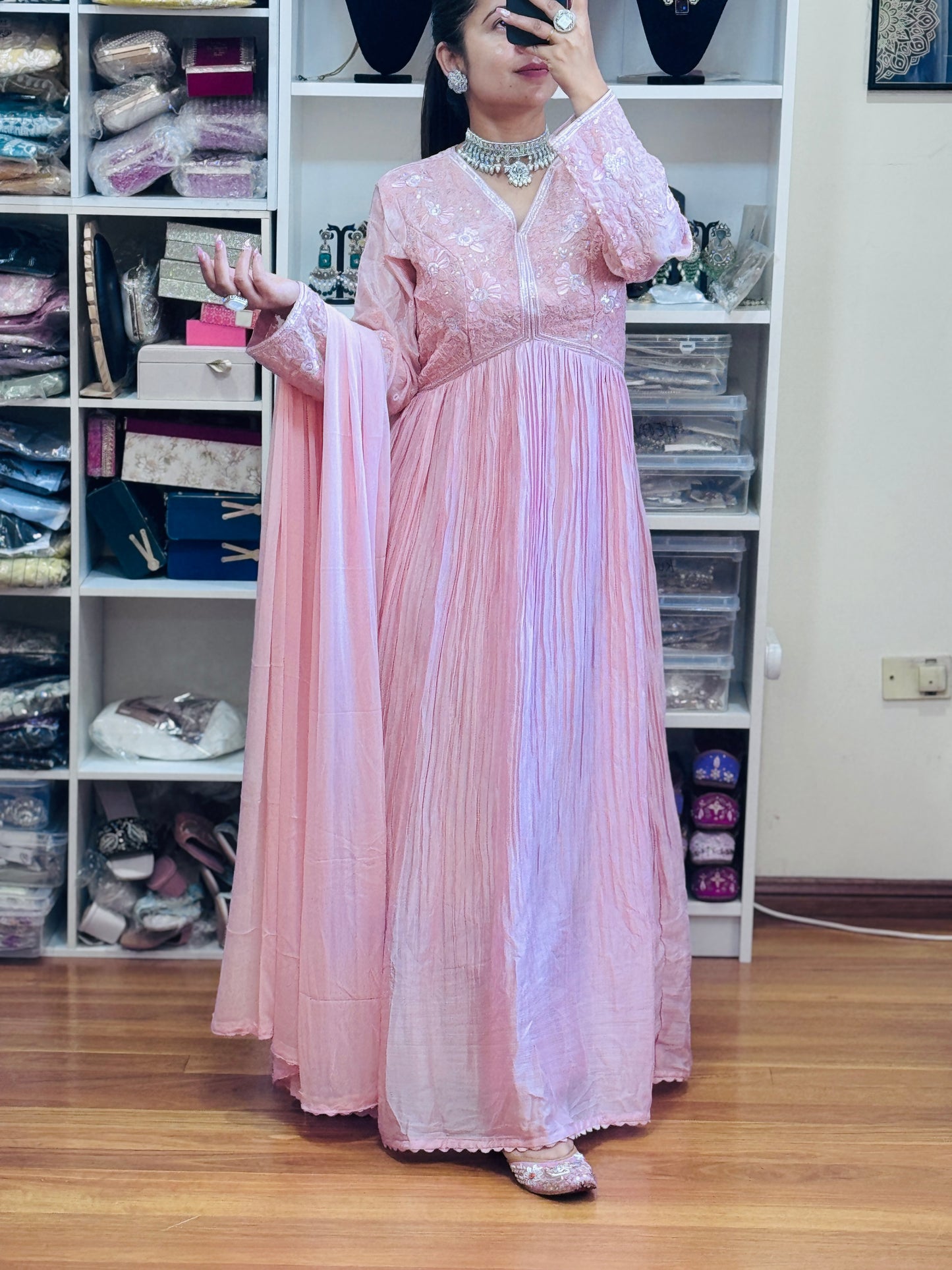 PREMIUM SILK ANARKALI(Free size stitch)