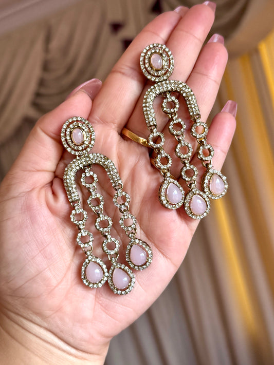 Kundan earrings (Baby pink)