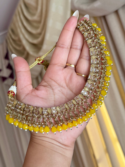 Polki necklace set yellow