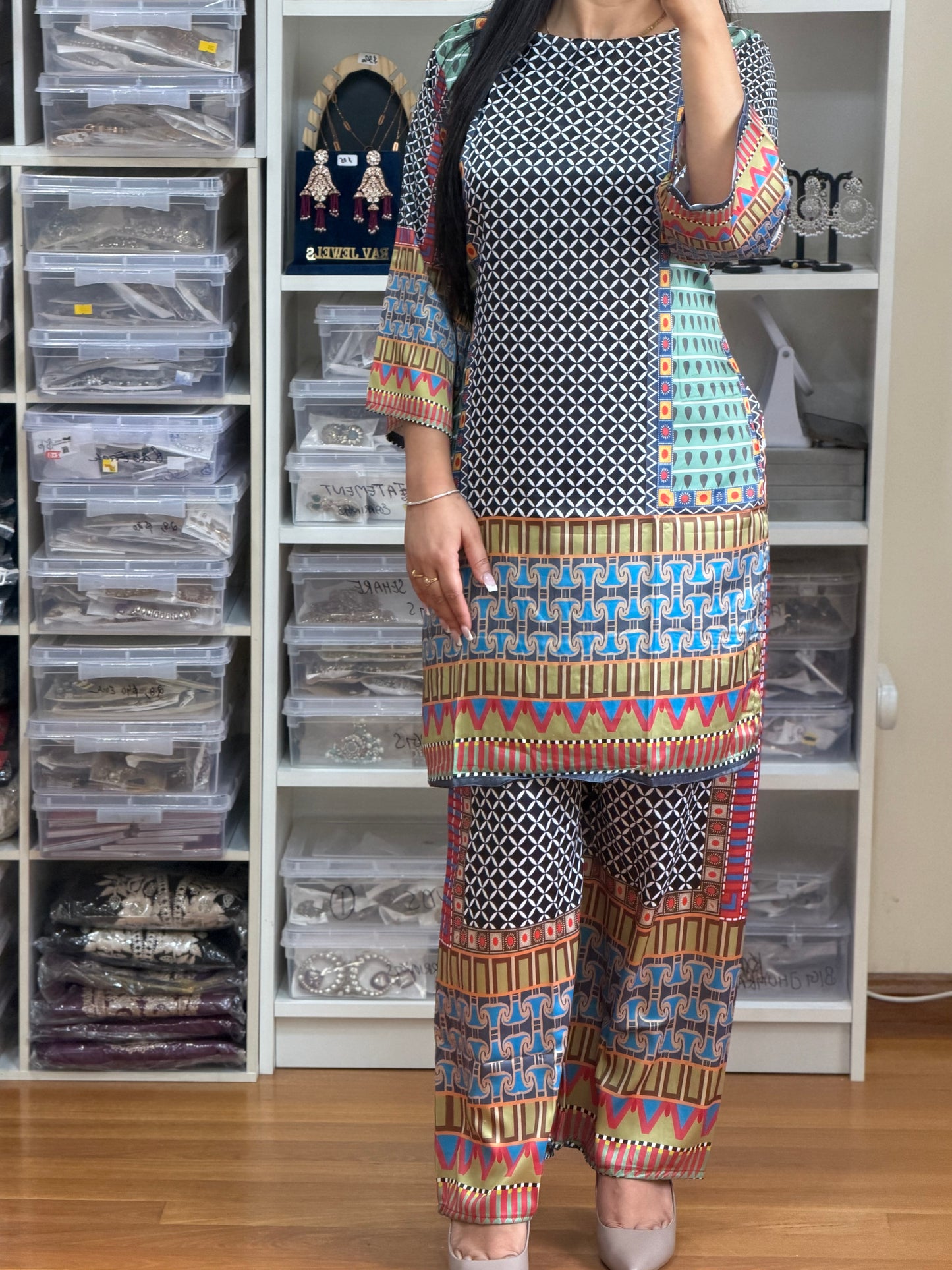 Digital Print Silk Co-ord Set