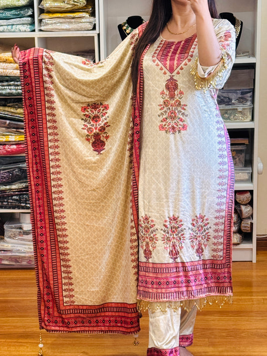 VELVET SUIT WITH DIGITAL PRINT