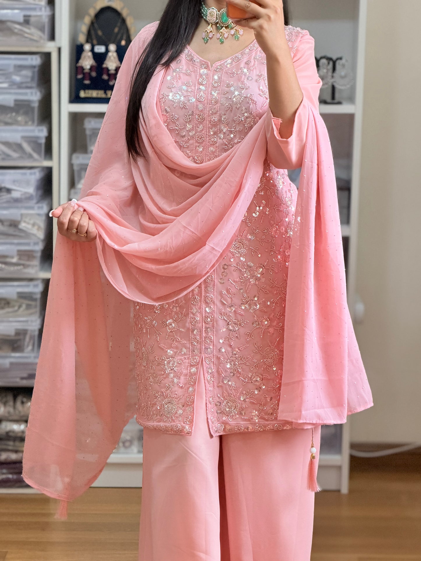 Georgette Heavy Embroidery Sharara Suit