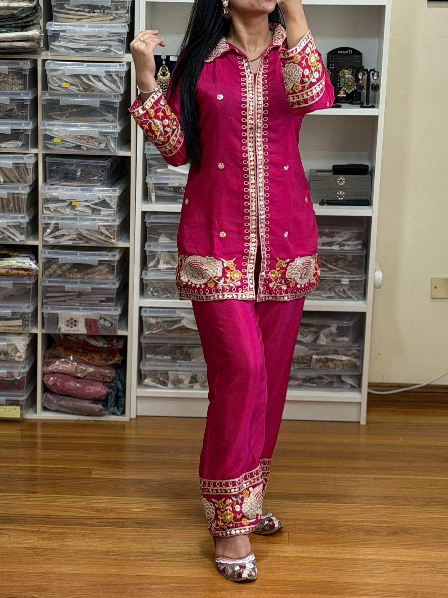 Pure Chinon Embroidered Cord Set