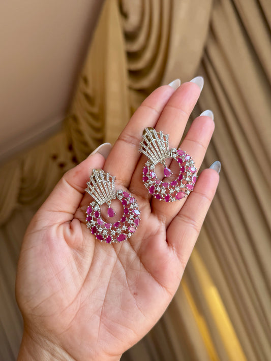 Premium ad earrings hot pink