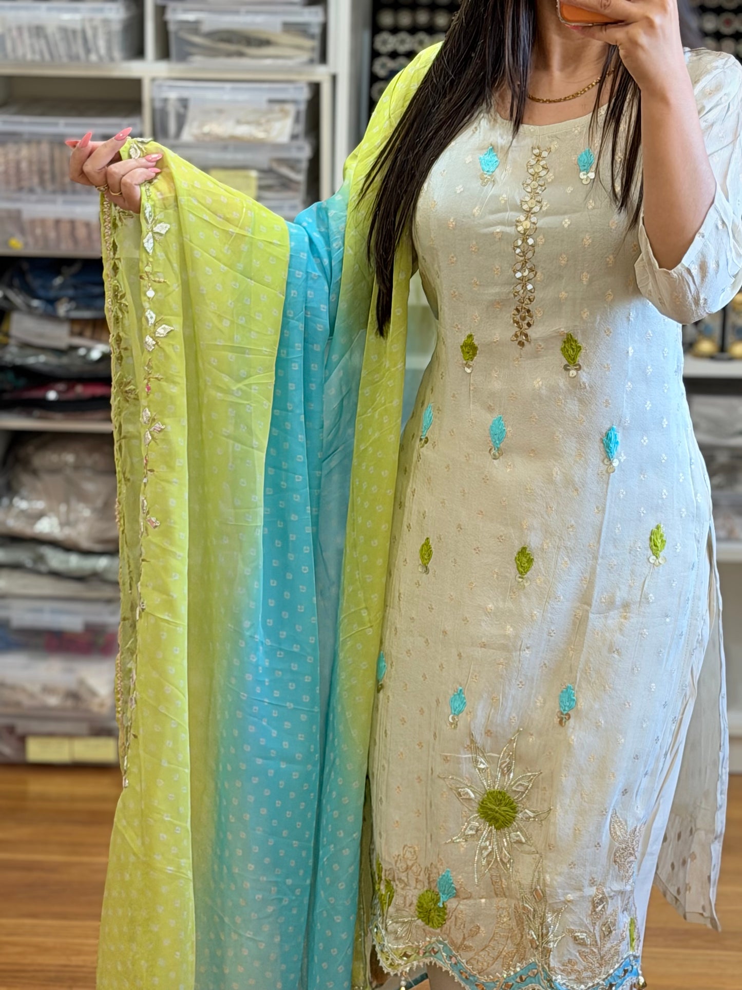 Elegant Handcrafted Shimar Jacquard Suit Set