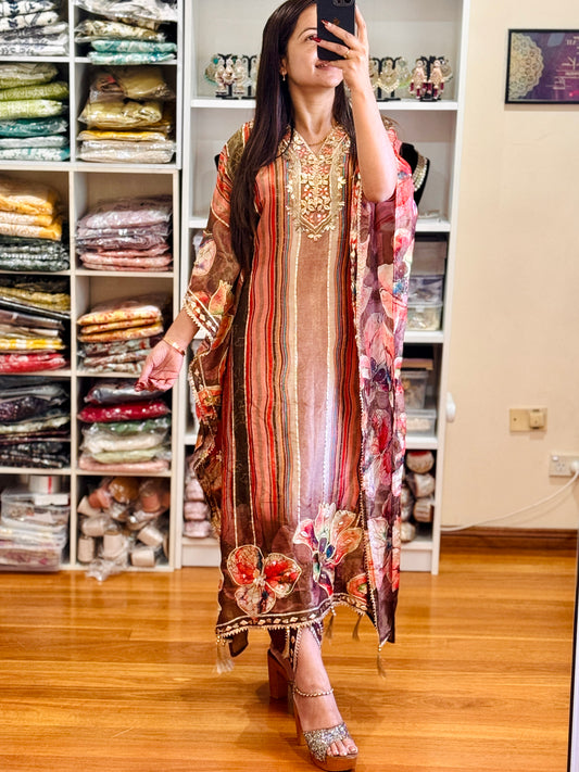 PURE SHIMMER VISCOSE WITH HEAVY HANDWORK KAFTAN