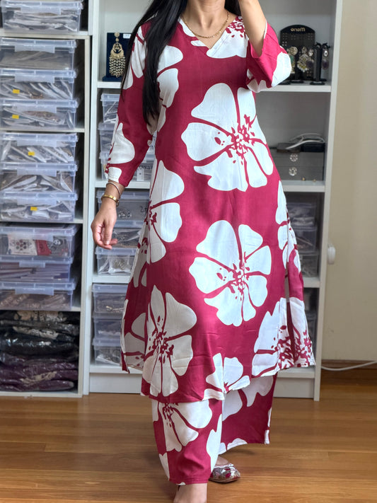 Elegant cotton cord set with beautiful floral print